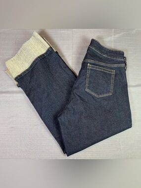 Torrid Perfect Wide Leg Jeans 12R Dark Wash Cuffed Hem Vintage Stretch Denim